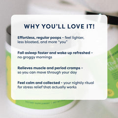 Serving scoop of Miracle Worker Magnesium Powder with glass of water