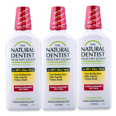 Three 16.9 fl oz bottles of The Natural Dentist Healthy Gums Rinse