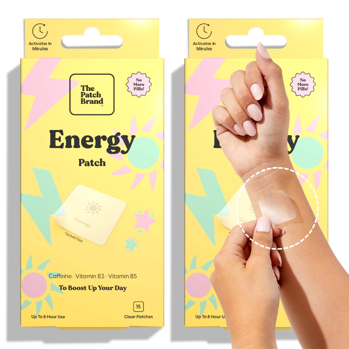 The Patch Brand Energy Patch applied to the skin