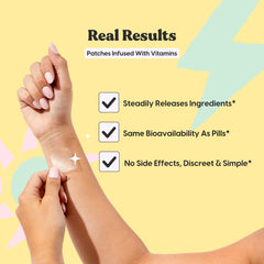 Close-up of The Patch Brand Energy Patch adhesive on skin