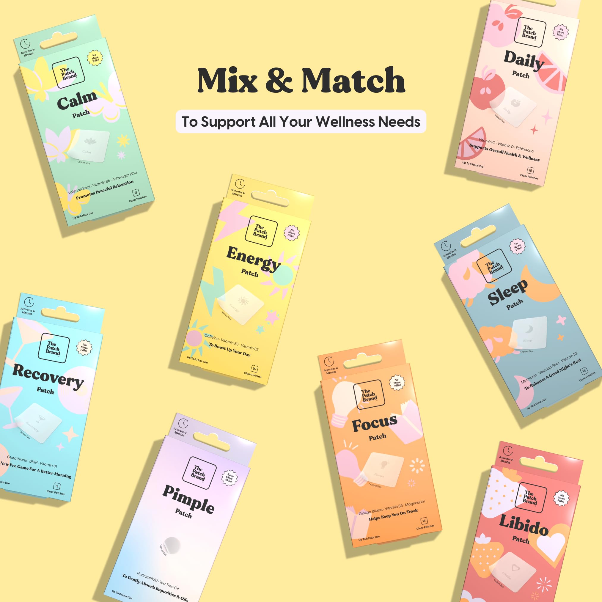 Label highlighting vegan, gluten-free, cruelty-free attributes on Patch packaging