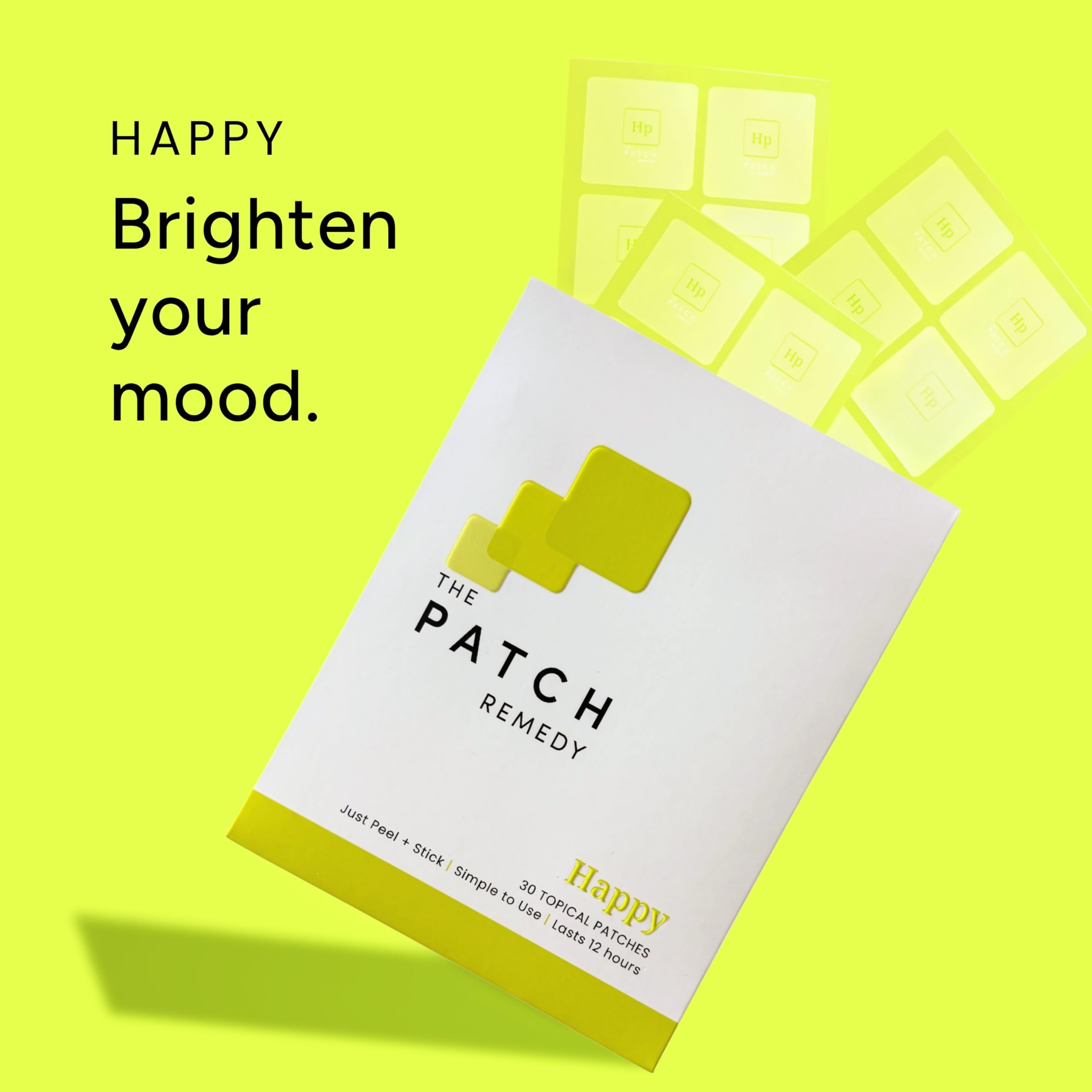 The Patch Remedy single Happy Patch peeled from backing demonstrating easy application