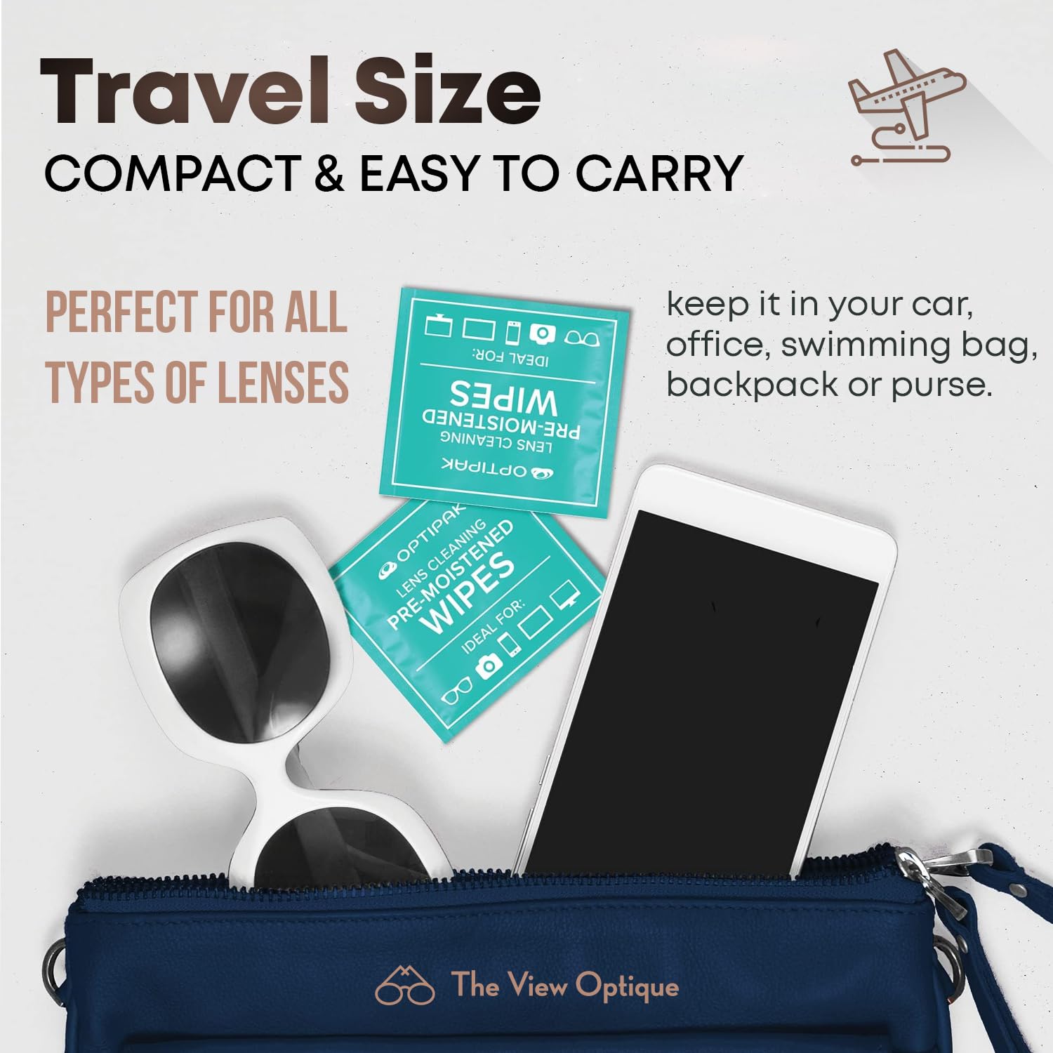 Packaging and contents of The View Optique cleaning kit