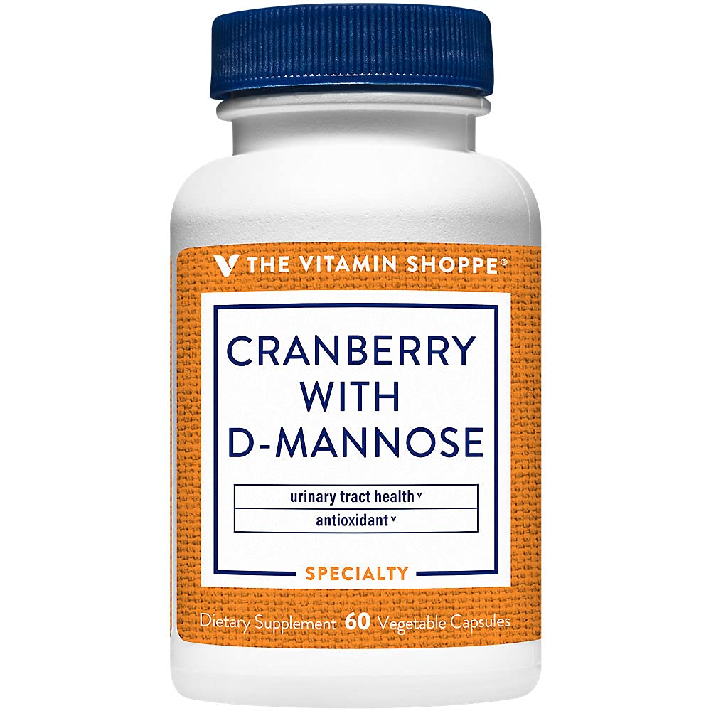 Bottle of The Vitamin Shoppe Cranberry with D-Mannose supplement