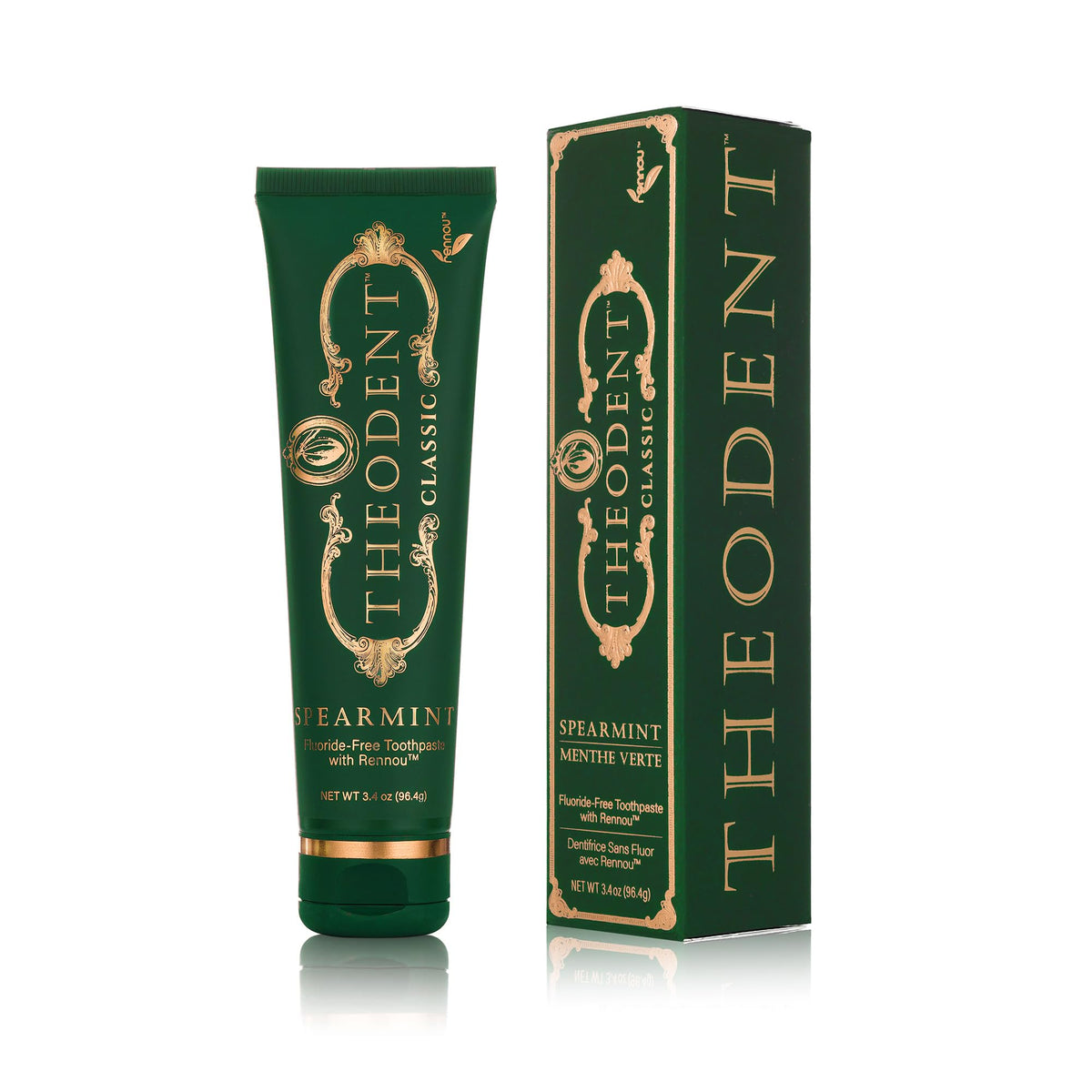 Theodent Classic with Rennou toothpaste tube and spearmint flavor (3.4 oz / 96.4 g)