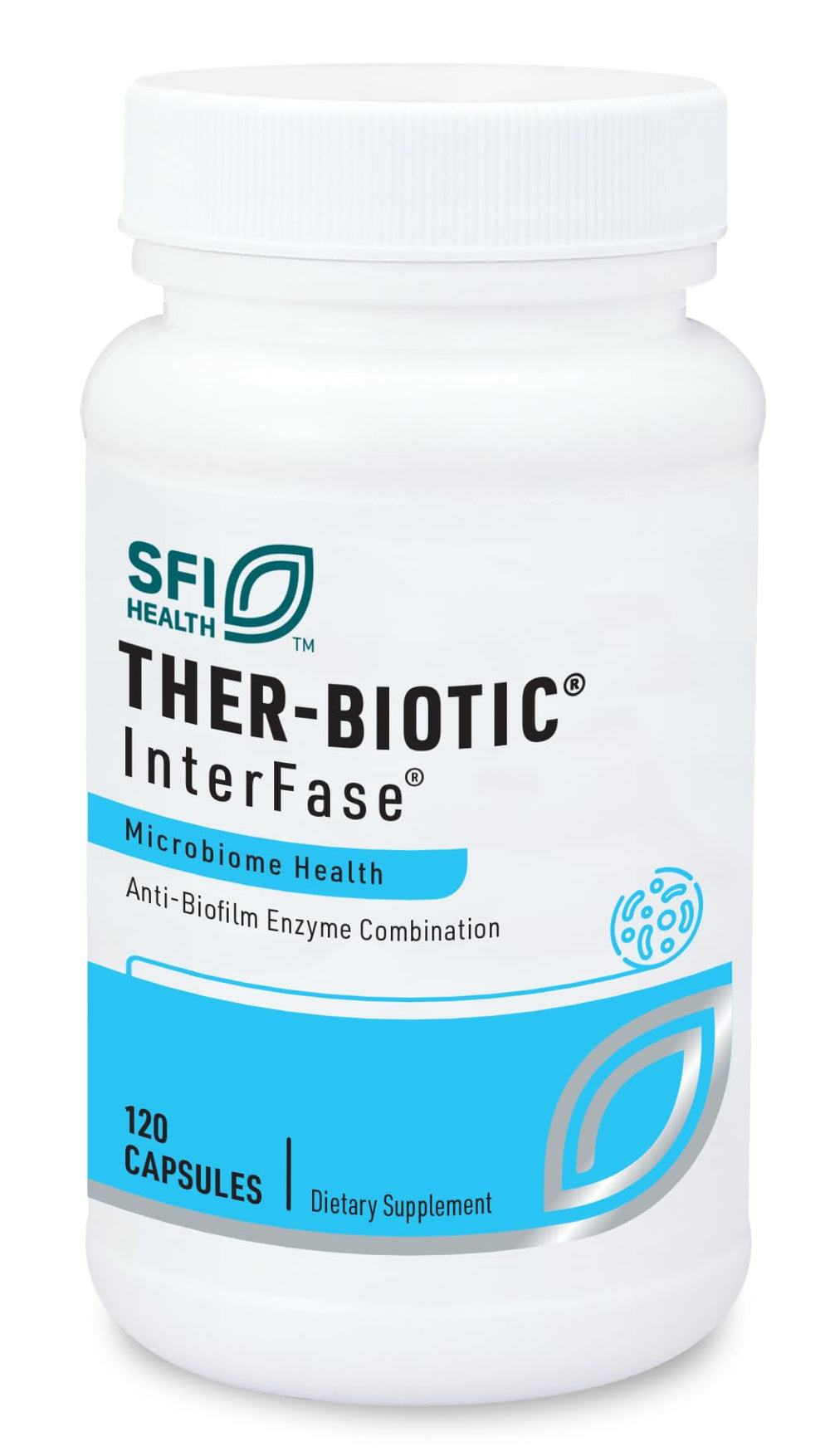 Bottle of Ther-Biotic InterFase on white background