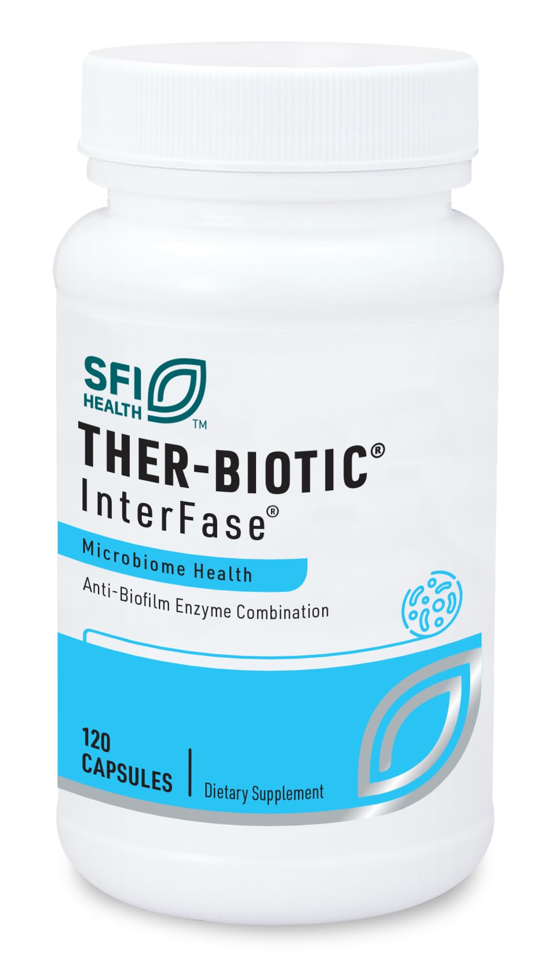 Bottle of Ther-Biotic InterFase on white background