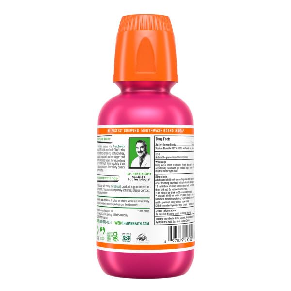 TheraBreath Kids Mouthwash with Fluoride - Organic Watermelon, 10 fl oz