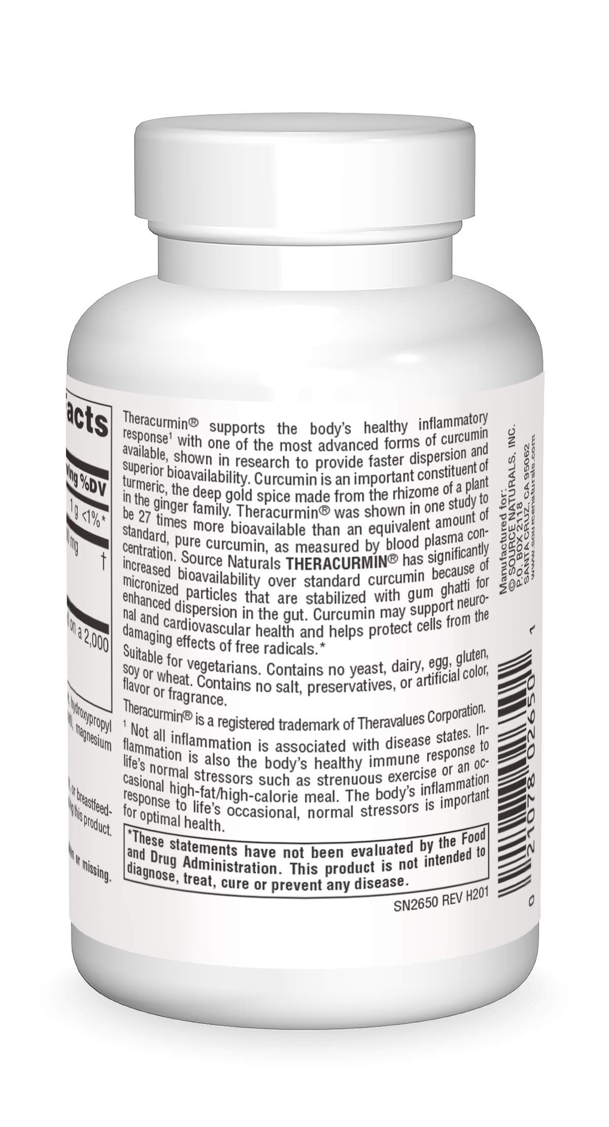 Close-up of Theracurmin bottle label