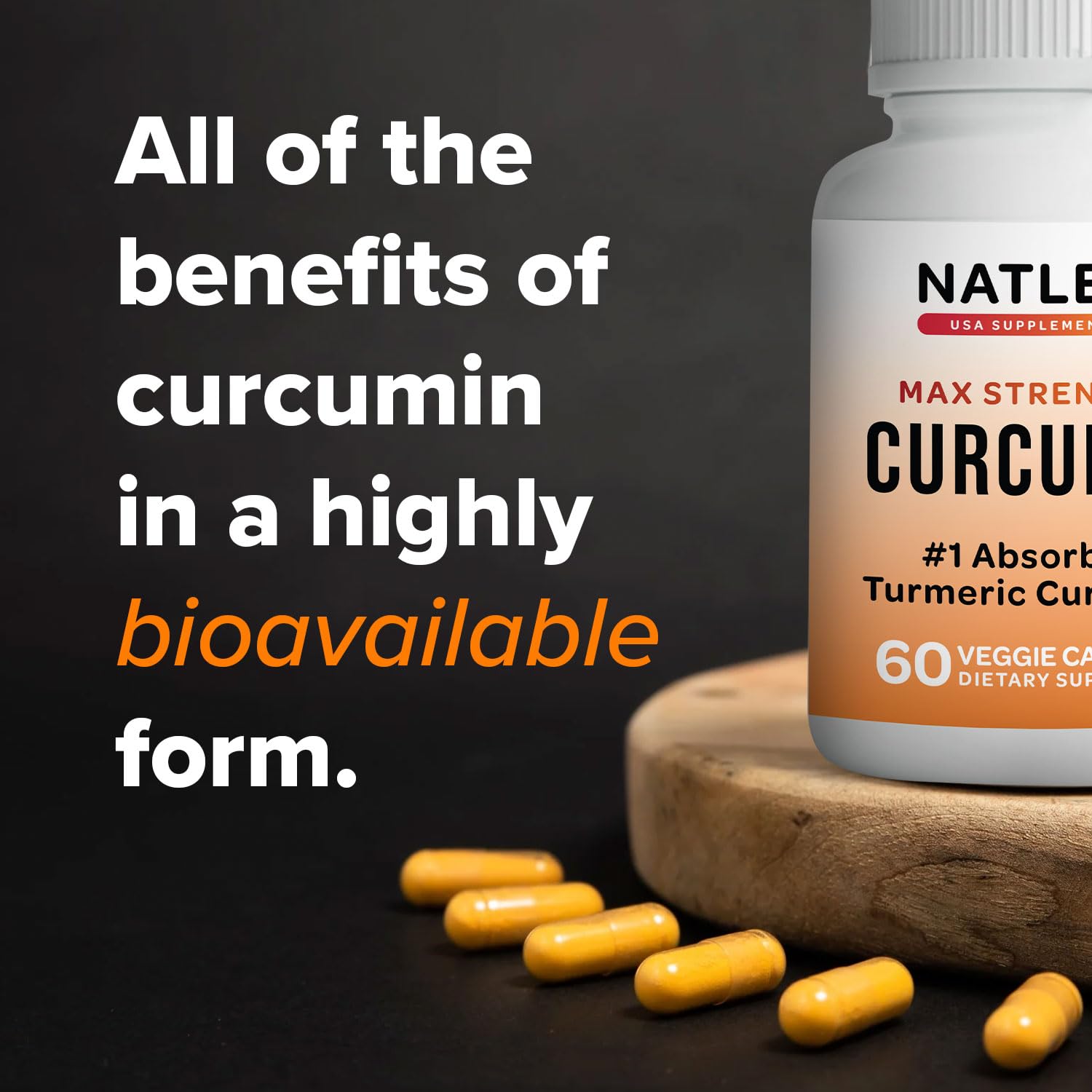 USA-made turmeric curcumin supplement packaging
