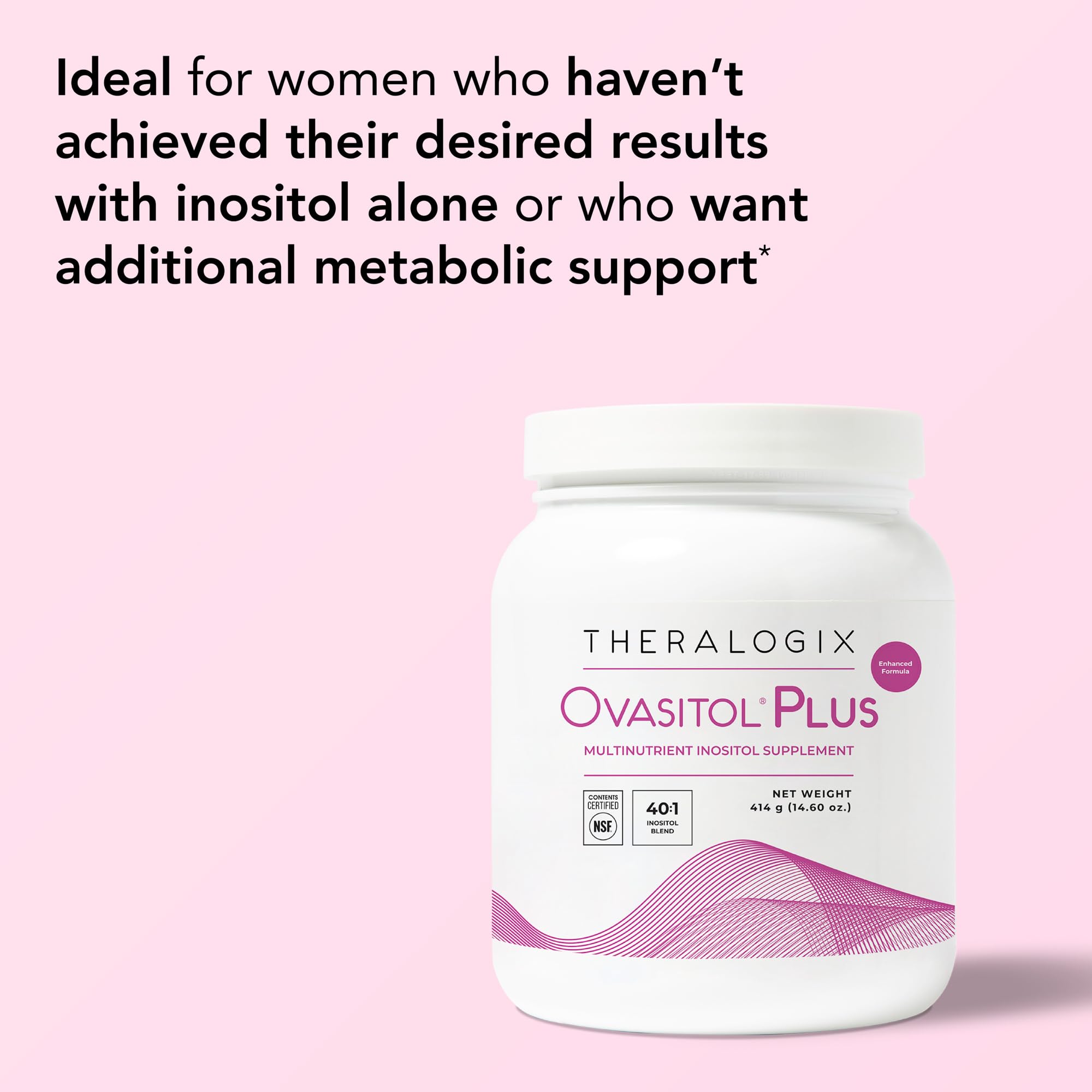 Theralogix Ovasitol Plus NSF certification label emphasizing independent purity testing