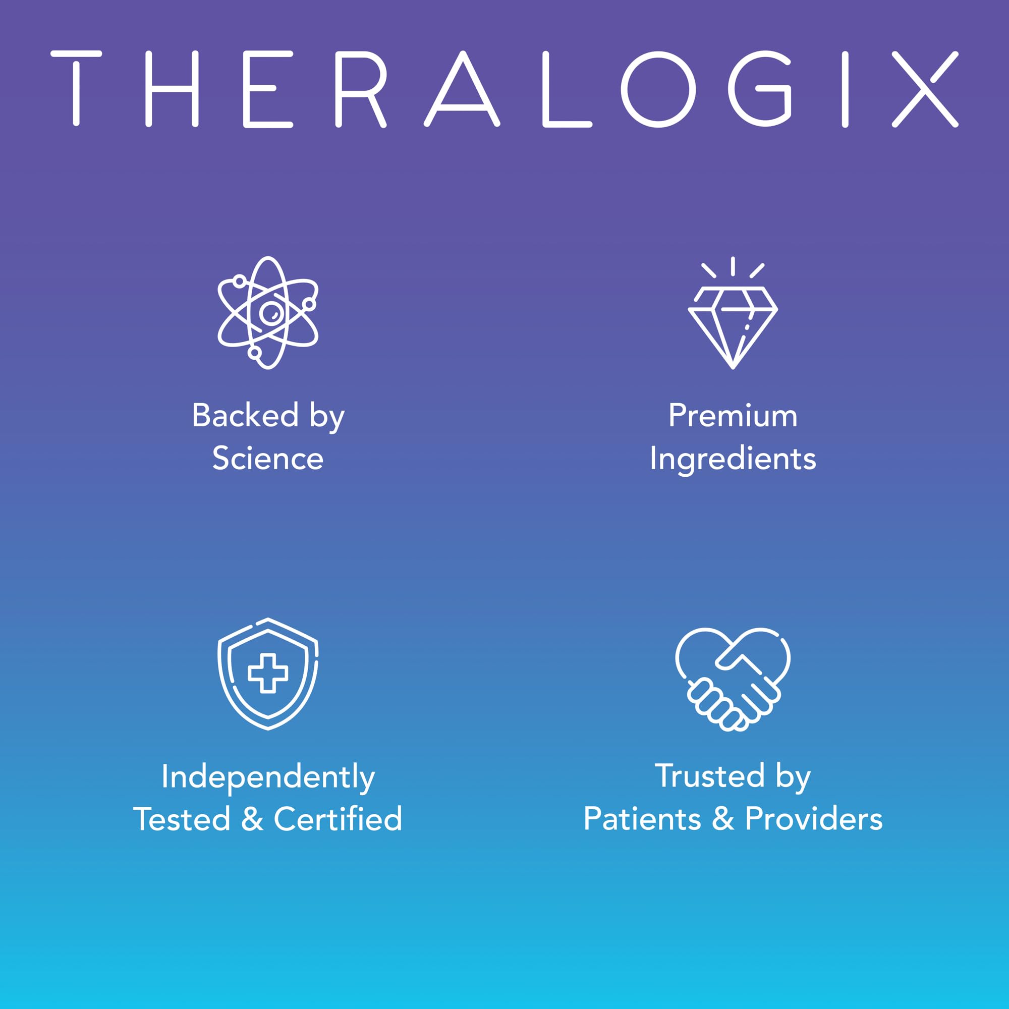 Theralogix Ovasitol Plus vegetarian and gluten free icons highlighting dietary suitability
