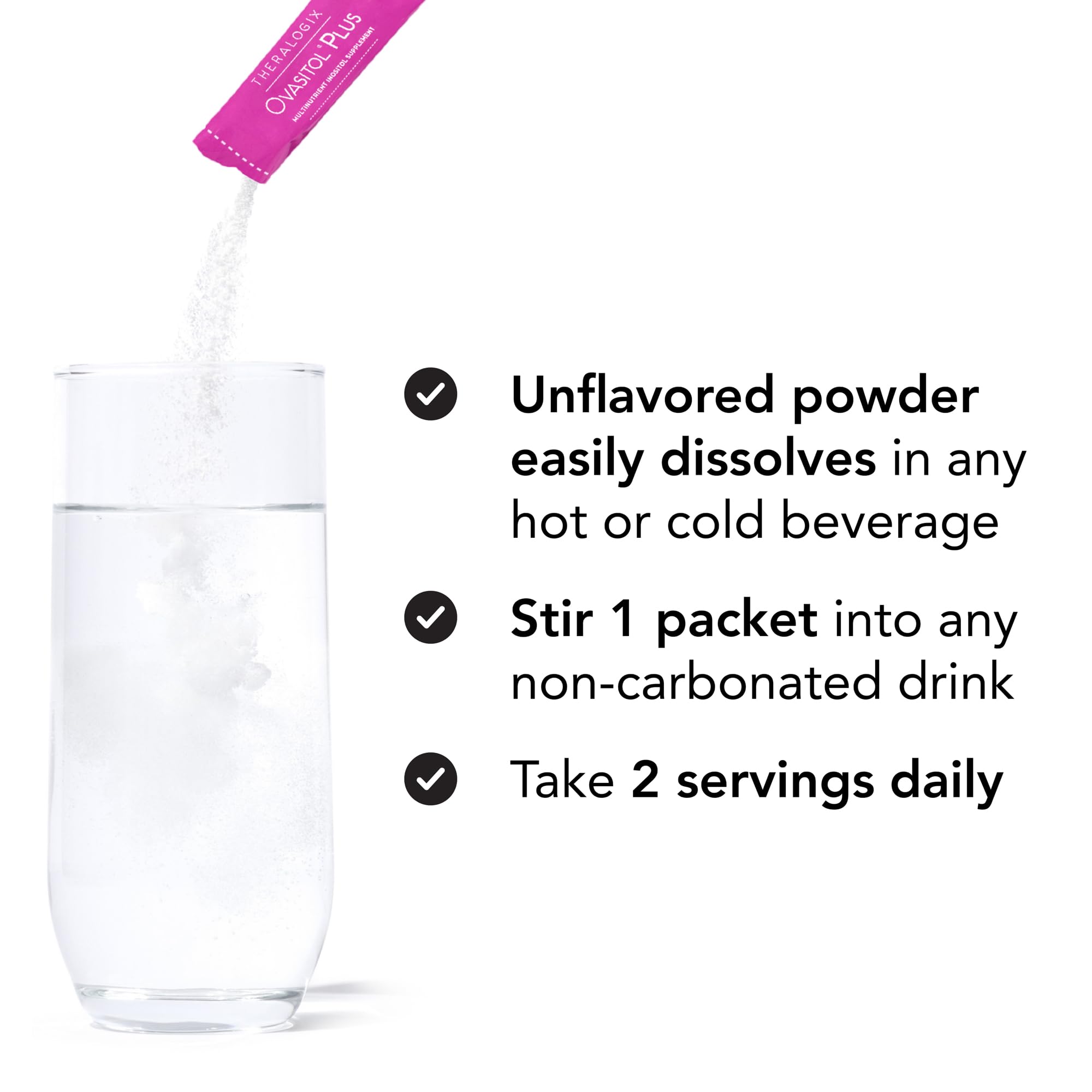 Theralogix Ovasitol Plus ingredient layout showcasing chromium and vitamin D benefit metabolic support