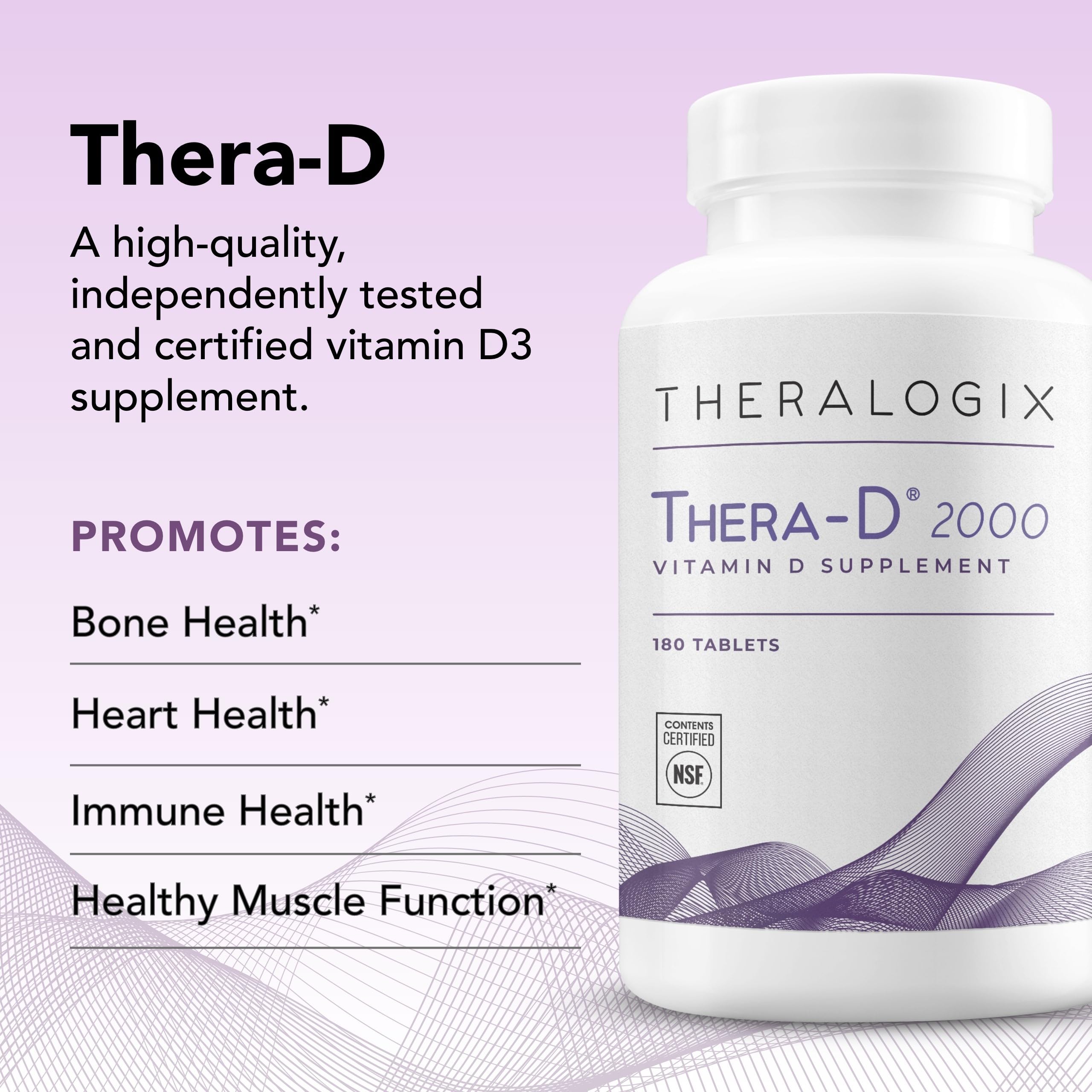 Lifestyle image with Theralogix Thera-D 2000 Vitamin D3 bottle on display