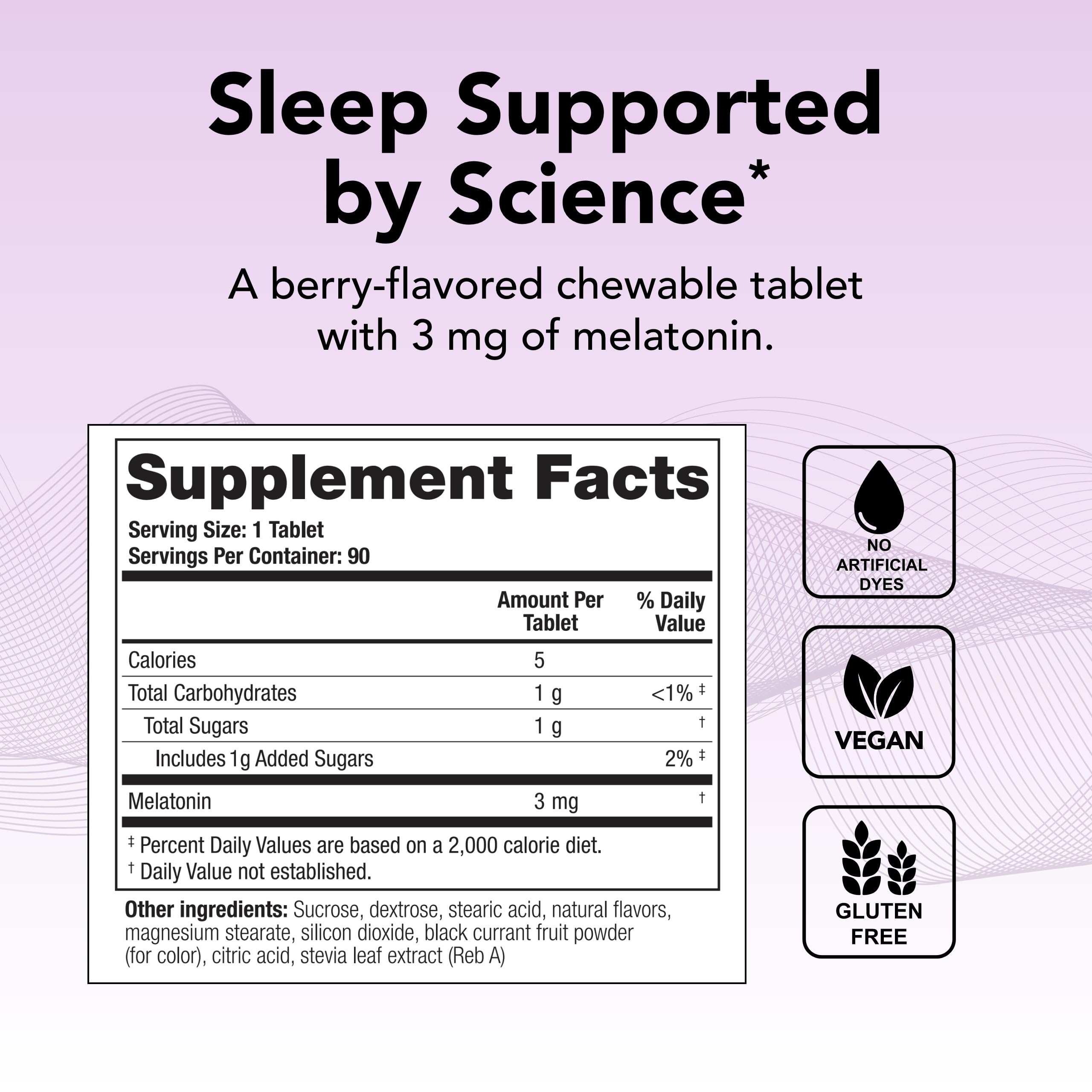 Close-up of Theratonin 3 mg melatonin chewable tablet for sleep support