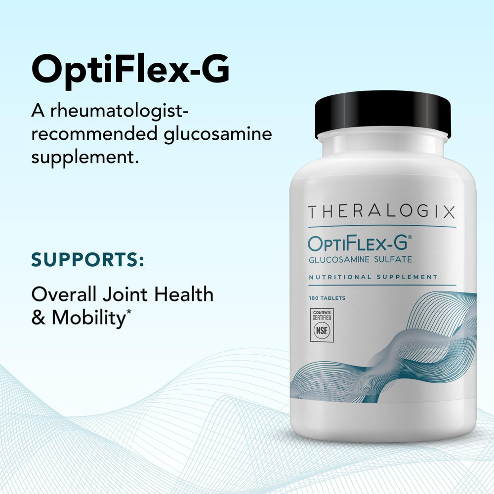 Bottle of Theralogix OptiFlex-G 180 tablets with label