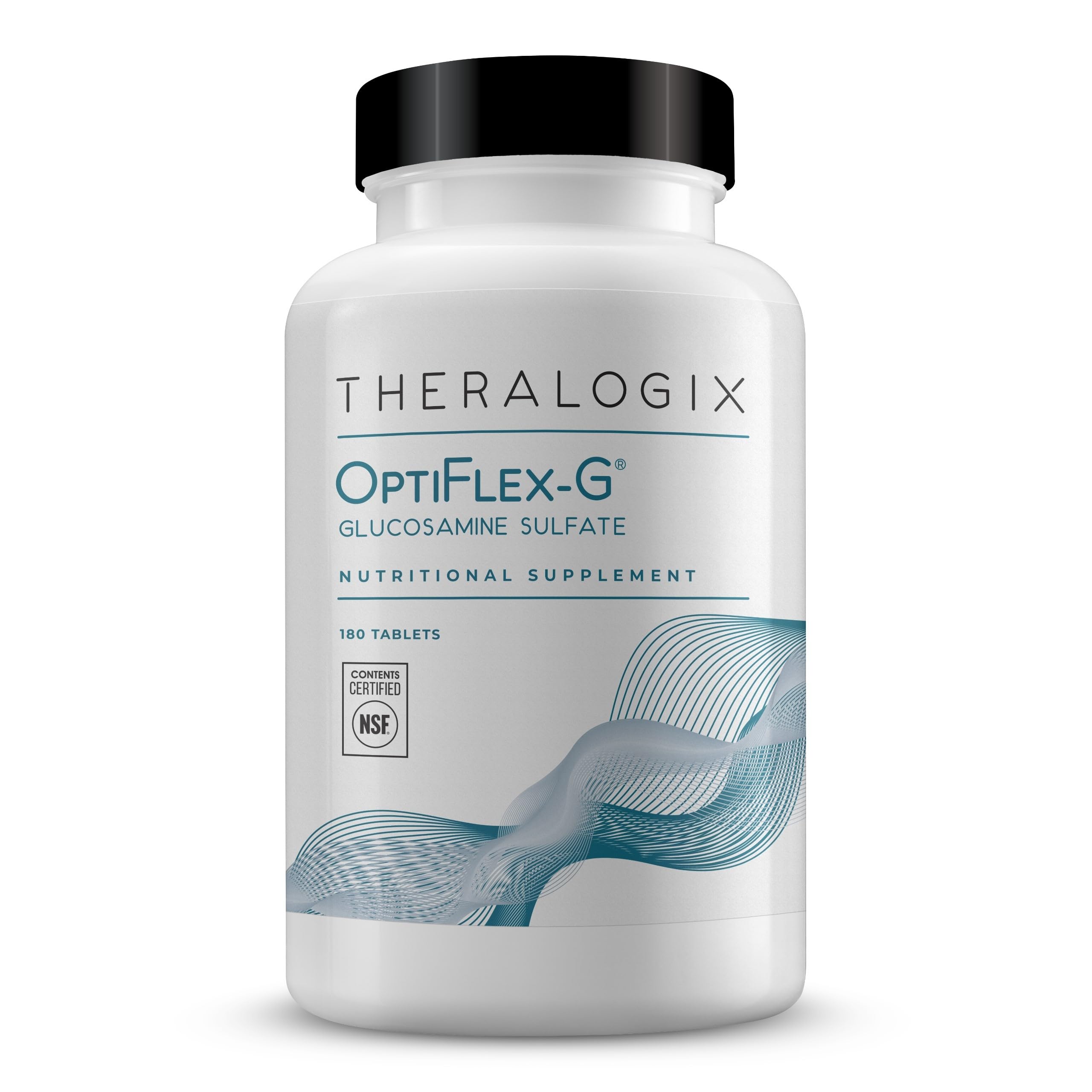 Theralogix OptiFlex-G glucosamine sulfate bottle label showing 1,500 mg dosage
