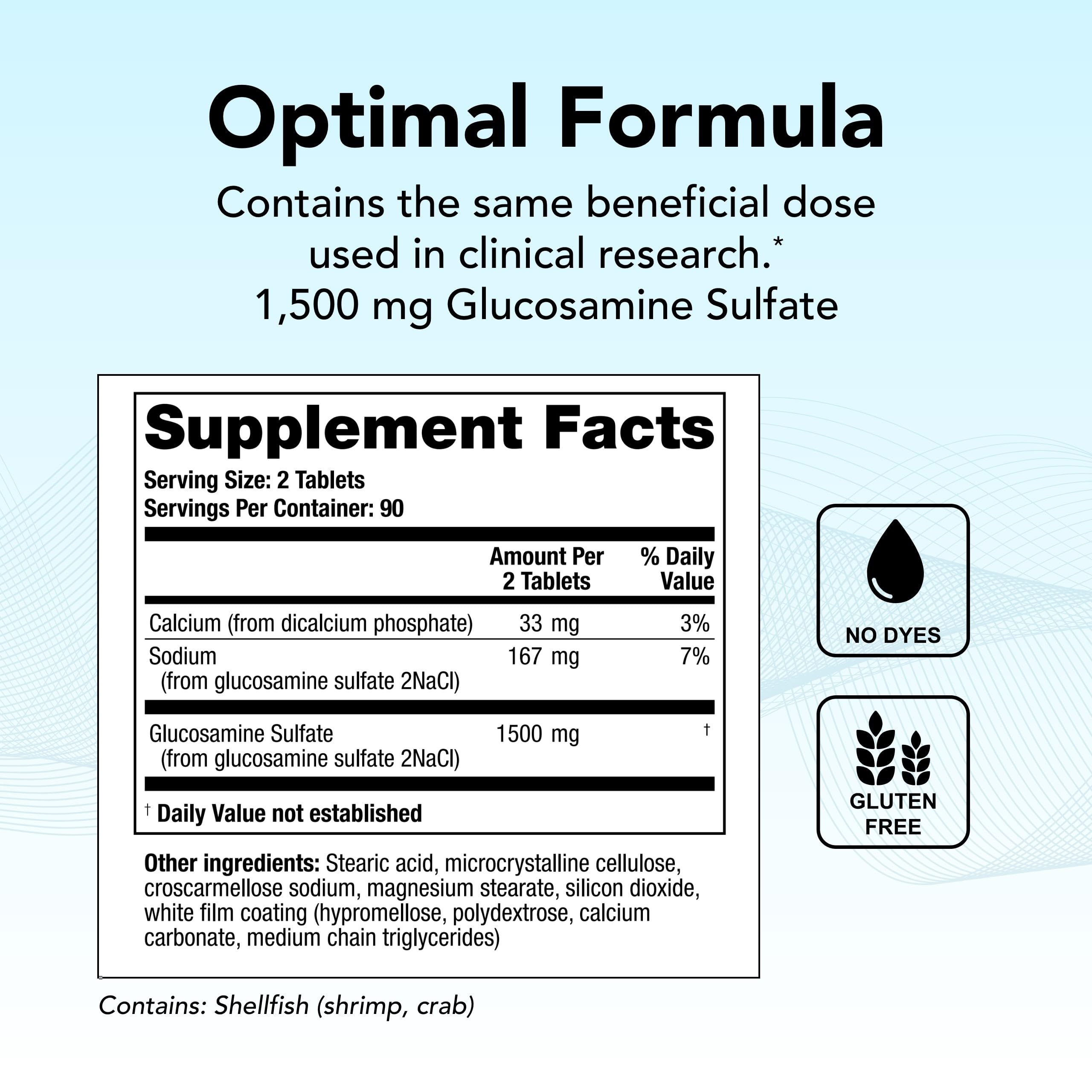 Close-up of OptiFlex-G bottle highlighting glucosamine sulfate content