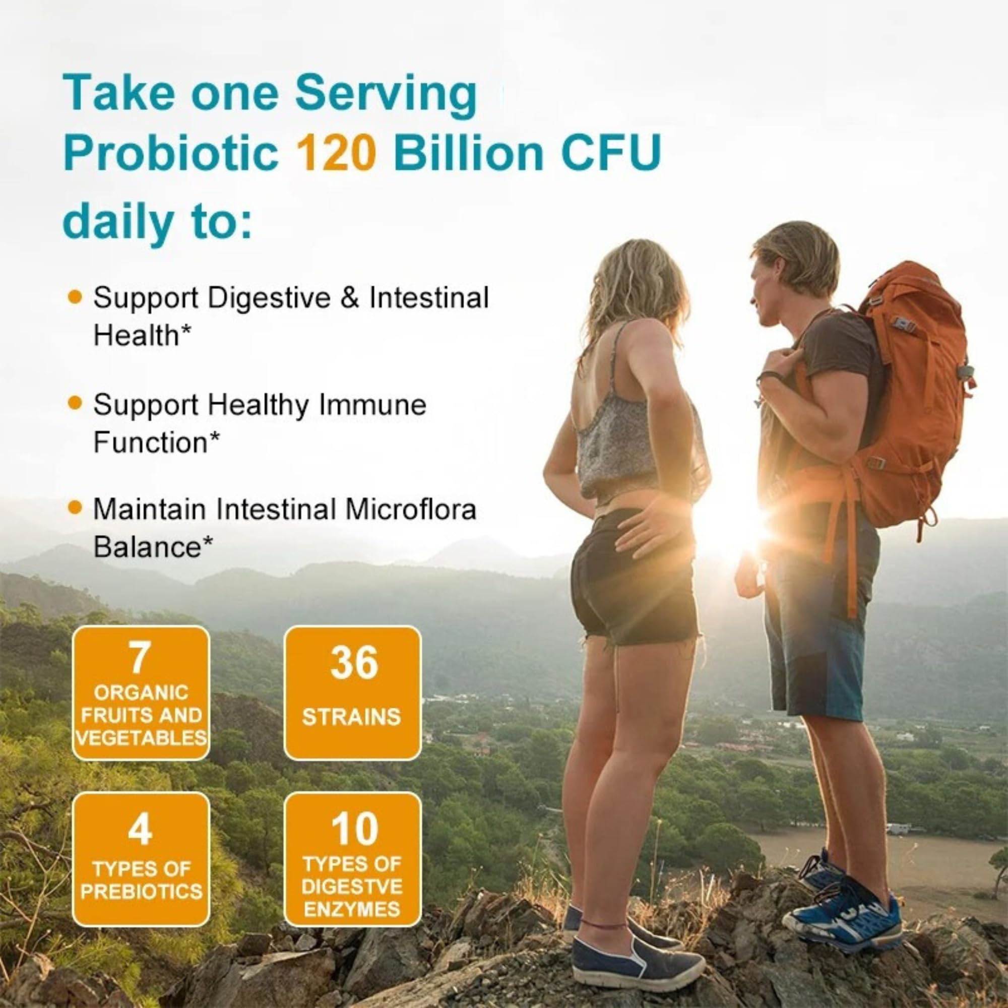 Healthy gut concept with probiotics and wellness iconography