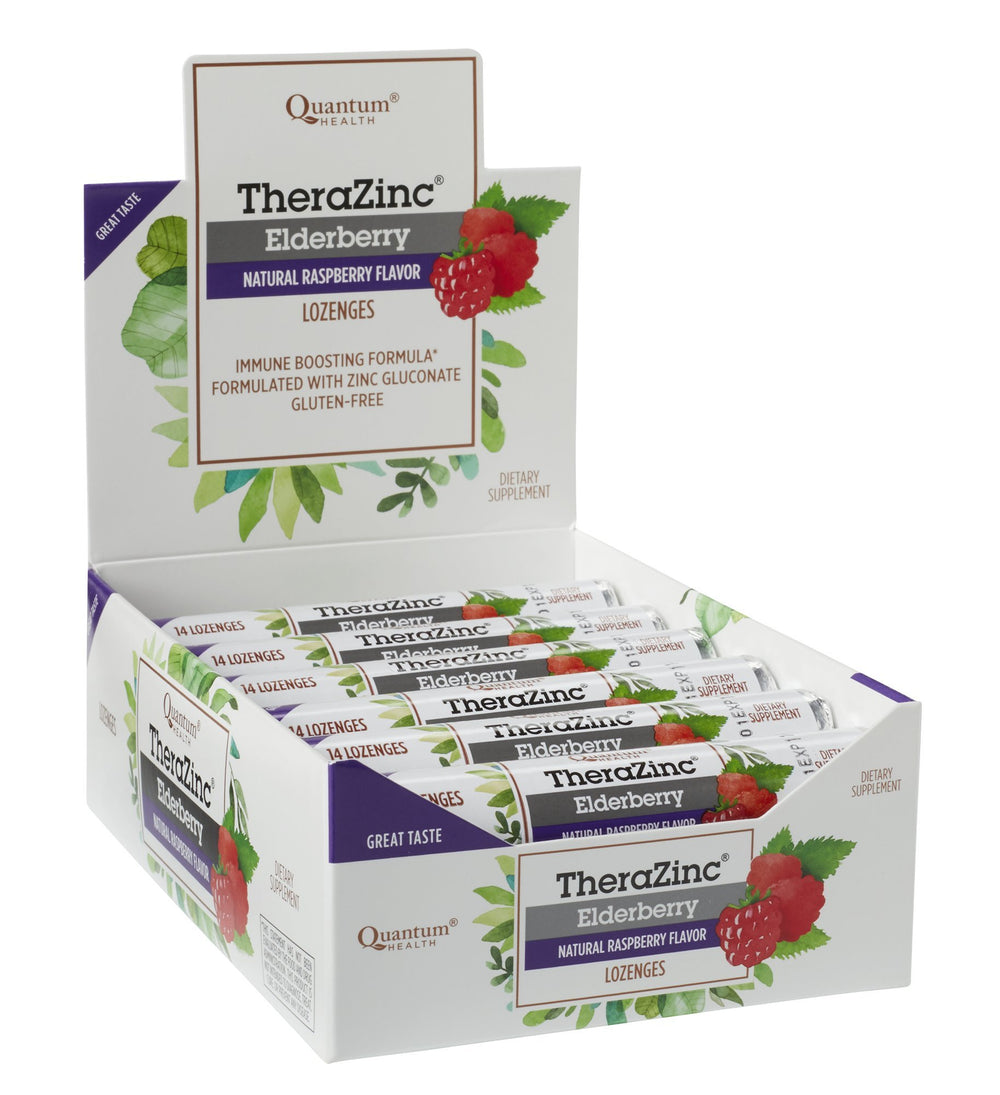 TheraZinc lozenges with Elderberry Raspberry - 14 count packaging