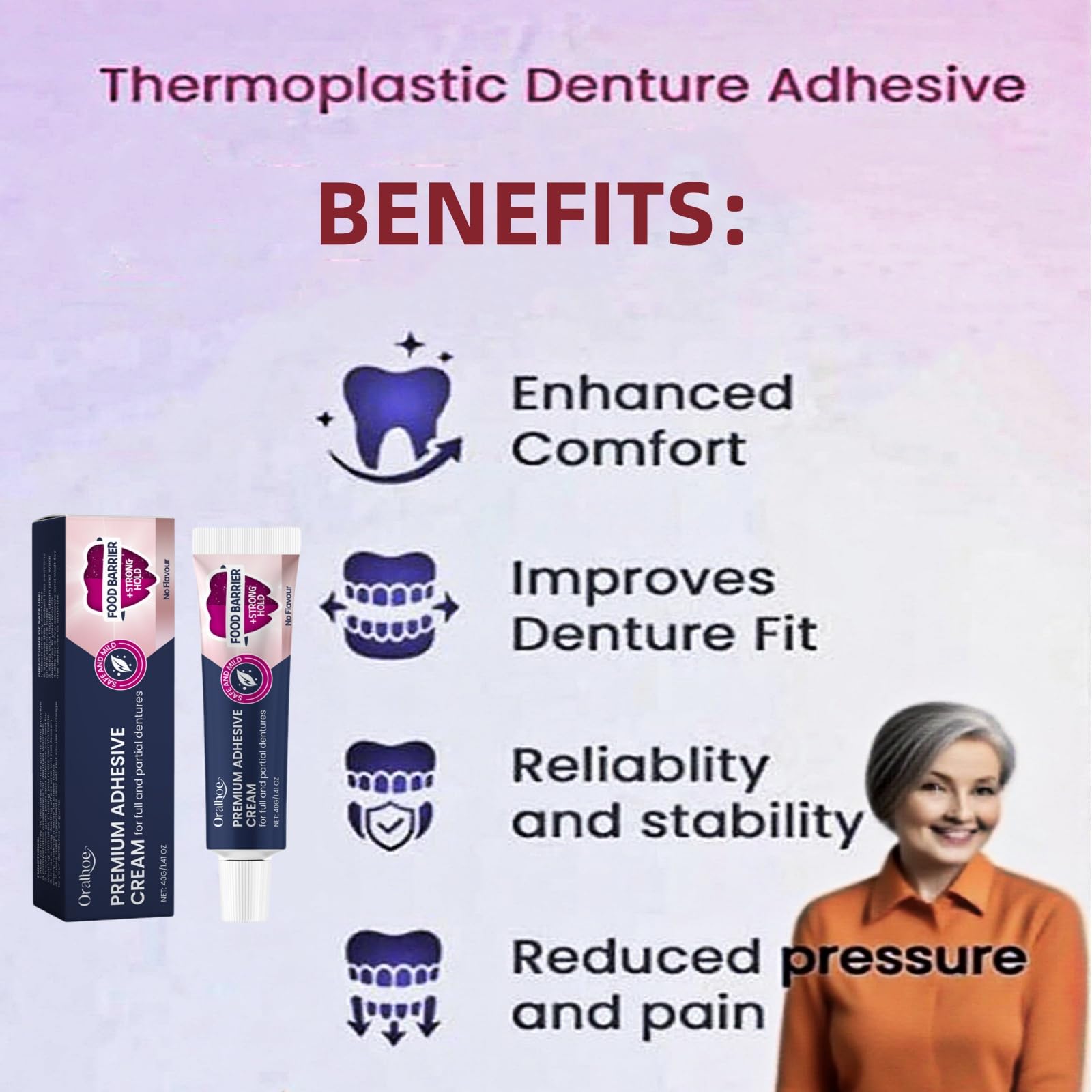 Portable travel-size denture adhesive