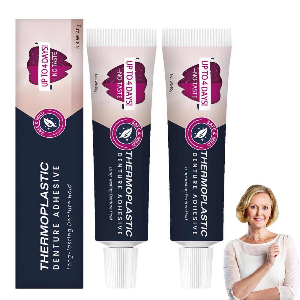 Thermoplastic Denture Adhesive bottle and packaging showing Ultra Max Hold