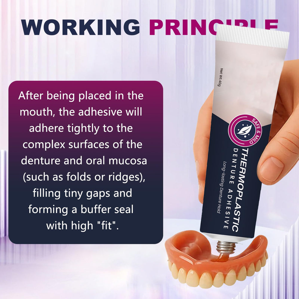 Denture adhesive paste being applied to a denture