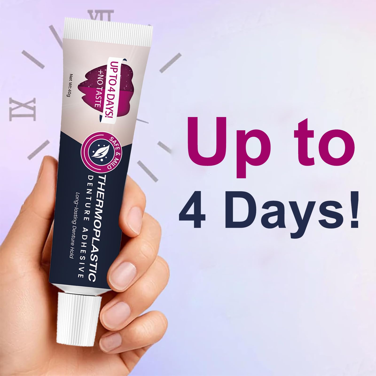 Compact two-piece Thermoplastic Denture Adhesive package for travel and daily use