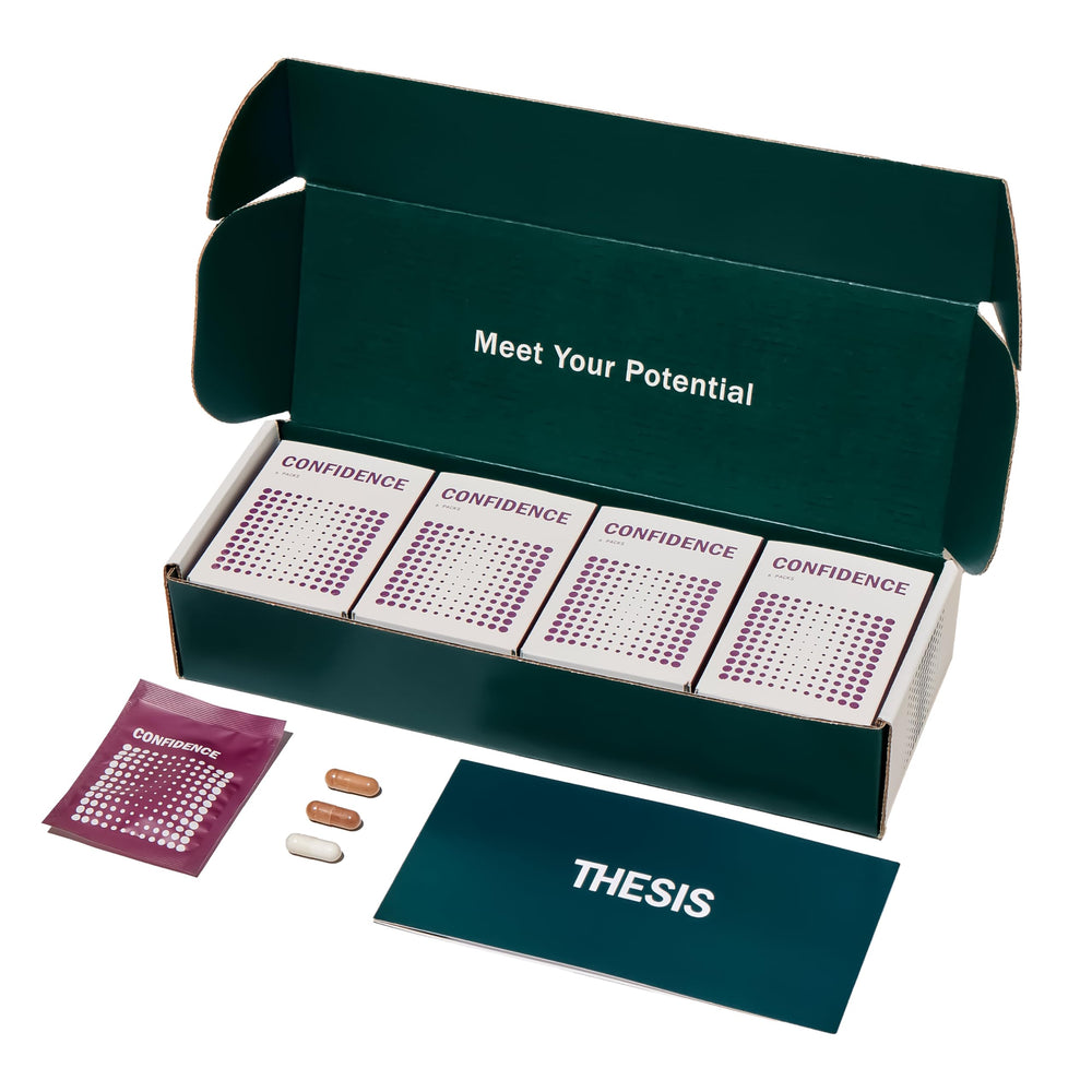 Hero image: Thesis Confidence bottle with packaging
