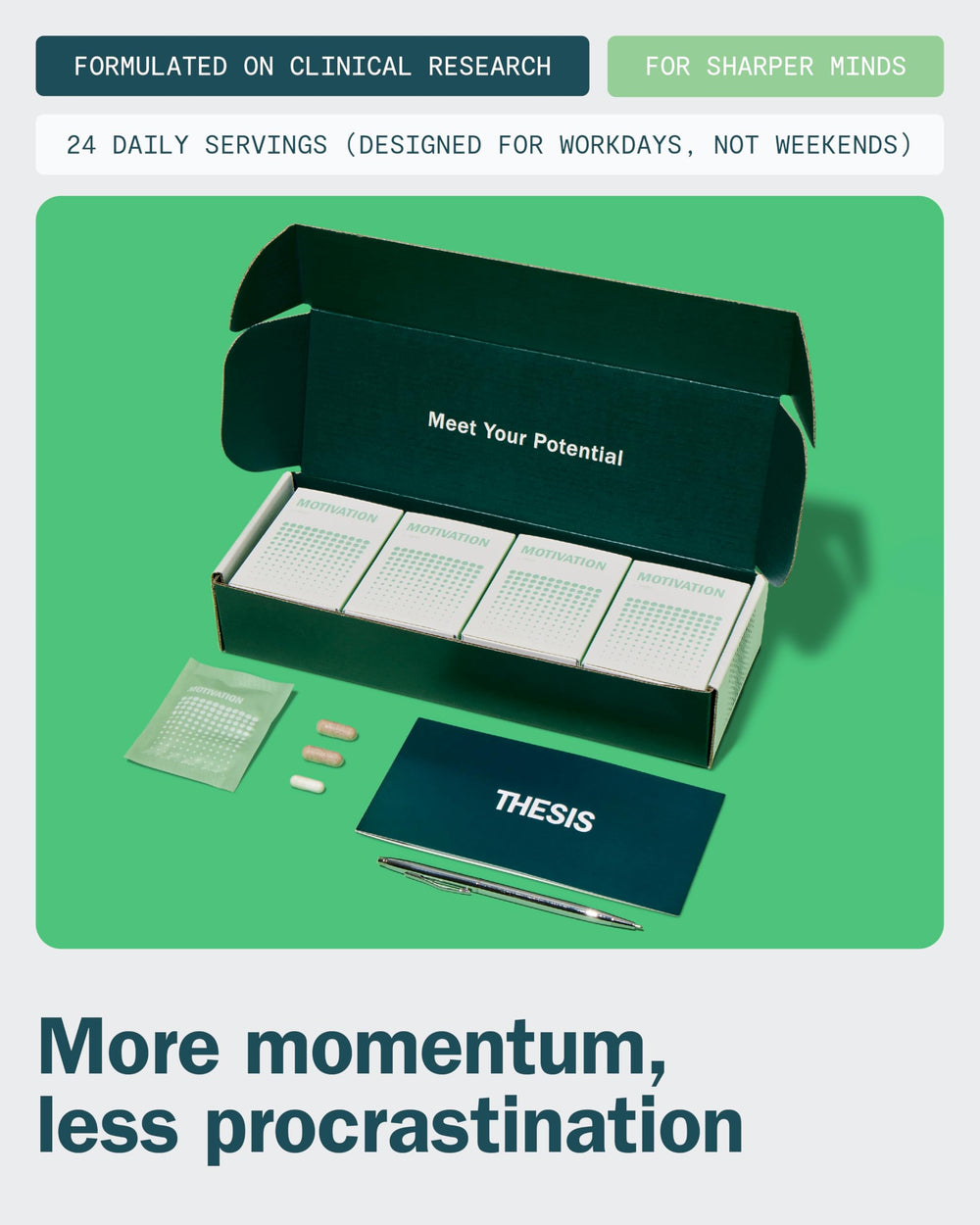 Bottle of Thesis Motivation nootropic supplement