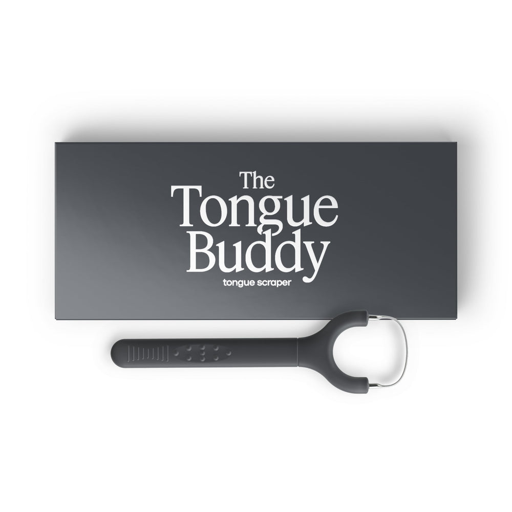 TheTongueBuddy Onyx Black tongue scraper front view