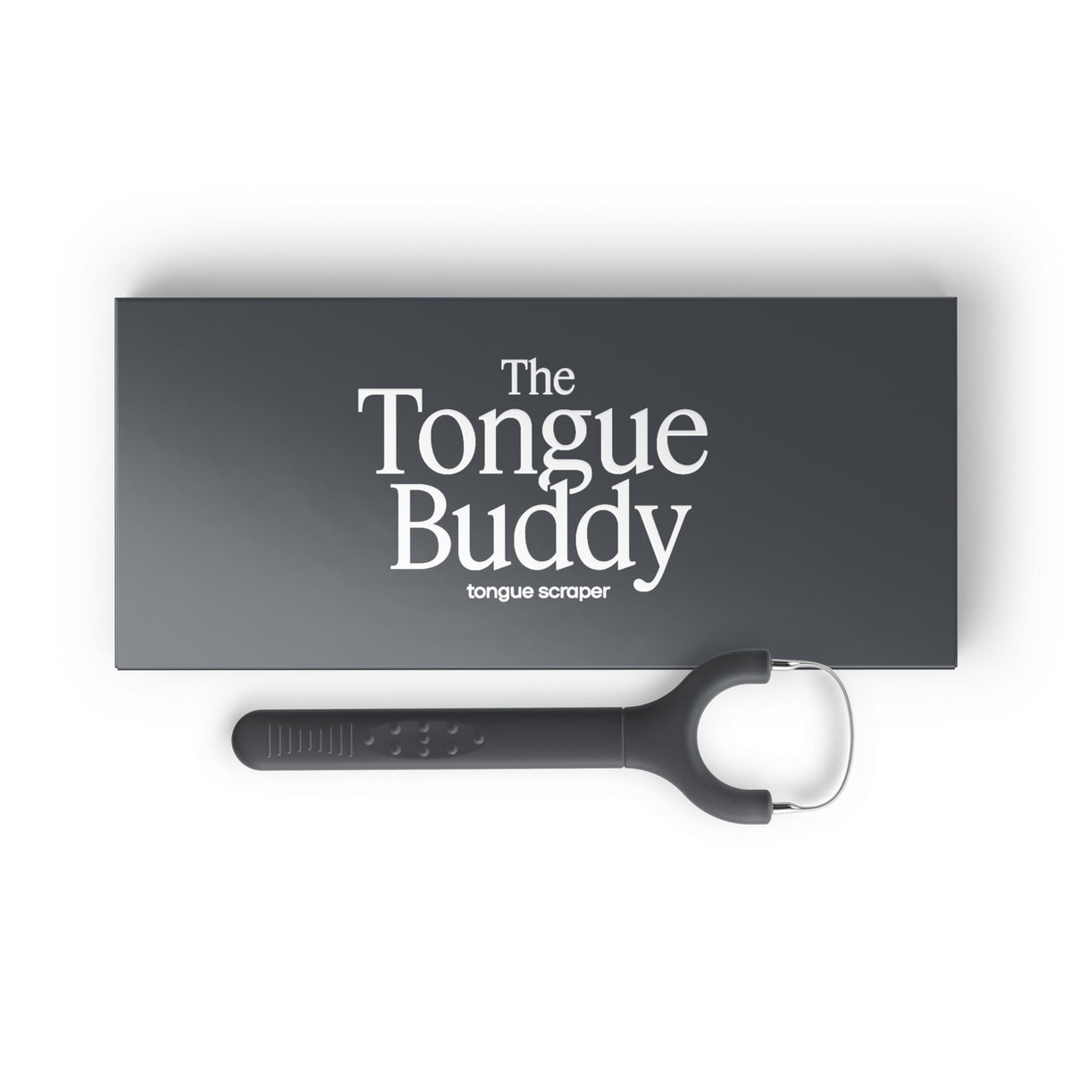TheTongueBuddy Onyx Black tongue scraper front view