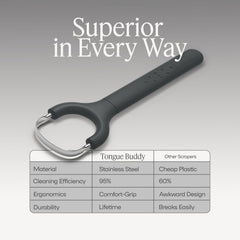 TheTongueBuddy Onyx Black side profile showing ergonomic grip