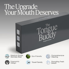 TheTongueBuddy stainless steel tongue scraper detailing rustproof surface