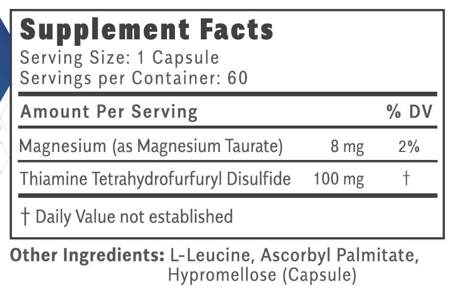 Close-up of Thiamax high-dose 100mg capsules