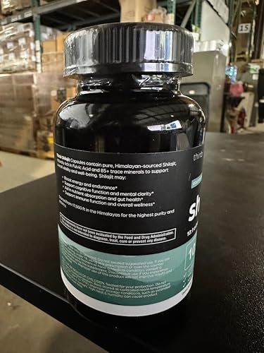 Close-up of Shilajit capsules inside a bottle