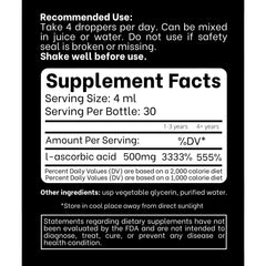 Dropper dispensing liquid vitamin C drops