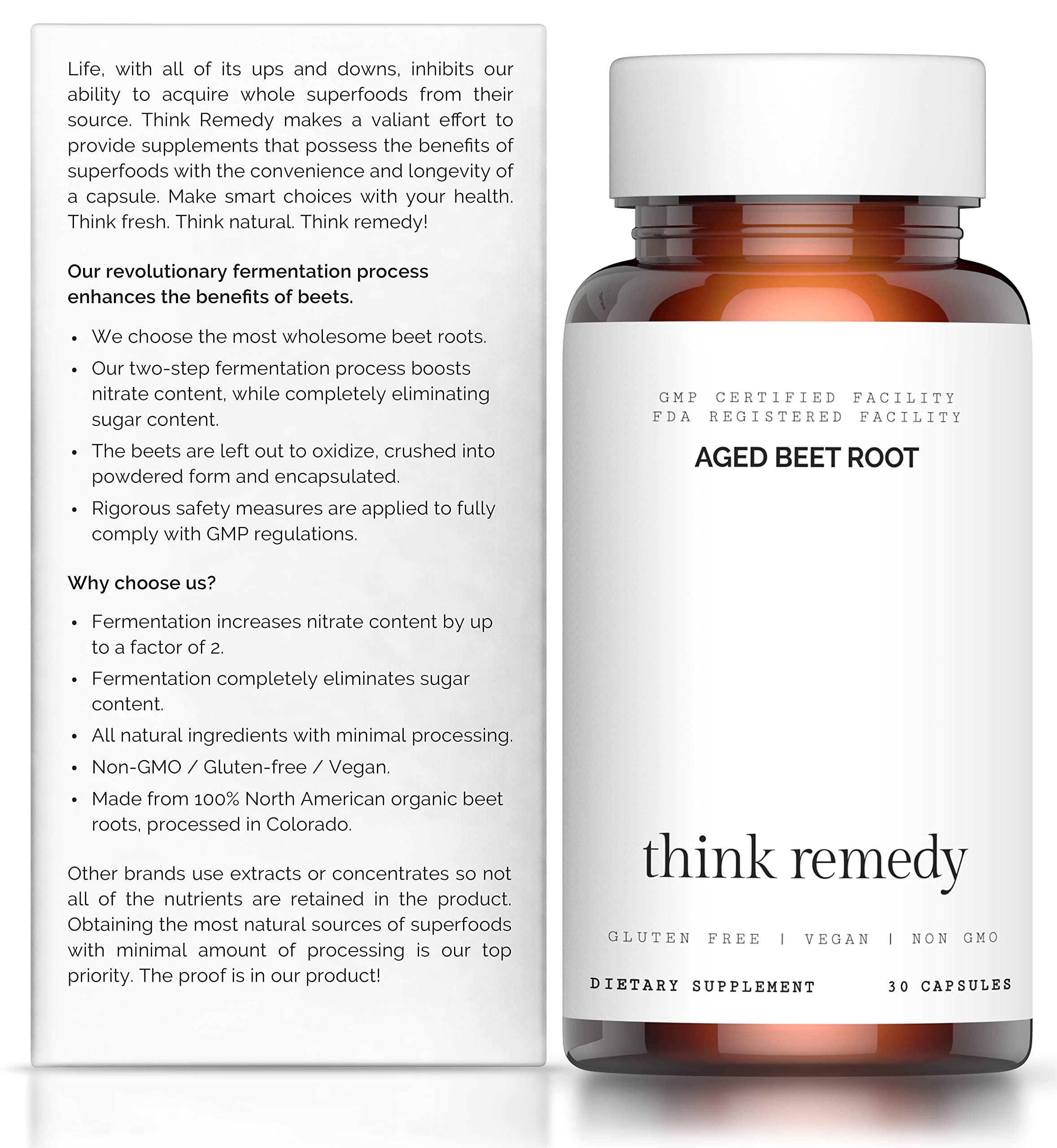 Think Remedy organic beet root powder jar showing pure beet powder for crisp, natural nutrition.