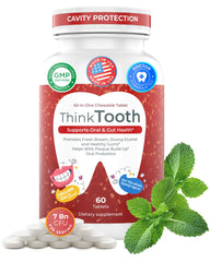Think Tooth bottle with 60 chewable tablets label visible