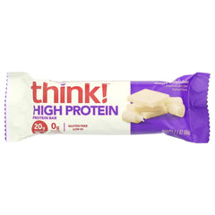 Think Thin White Chocolate bar packaging highlighting 20 g protein per bar