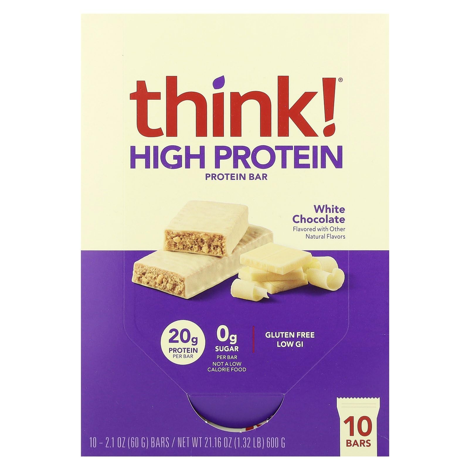 Think Thin White Chocolate bar unwrapped showing creamy texture for on-the-go snack