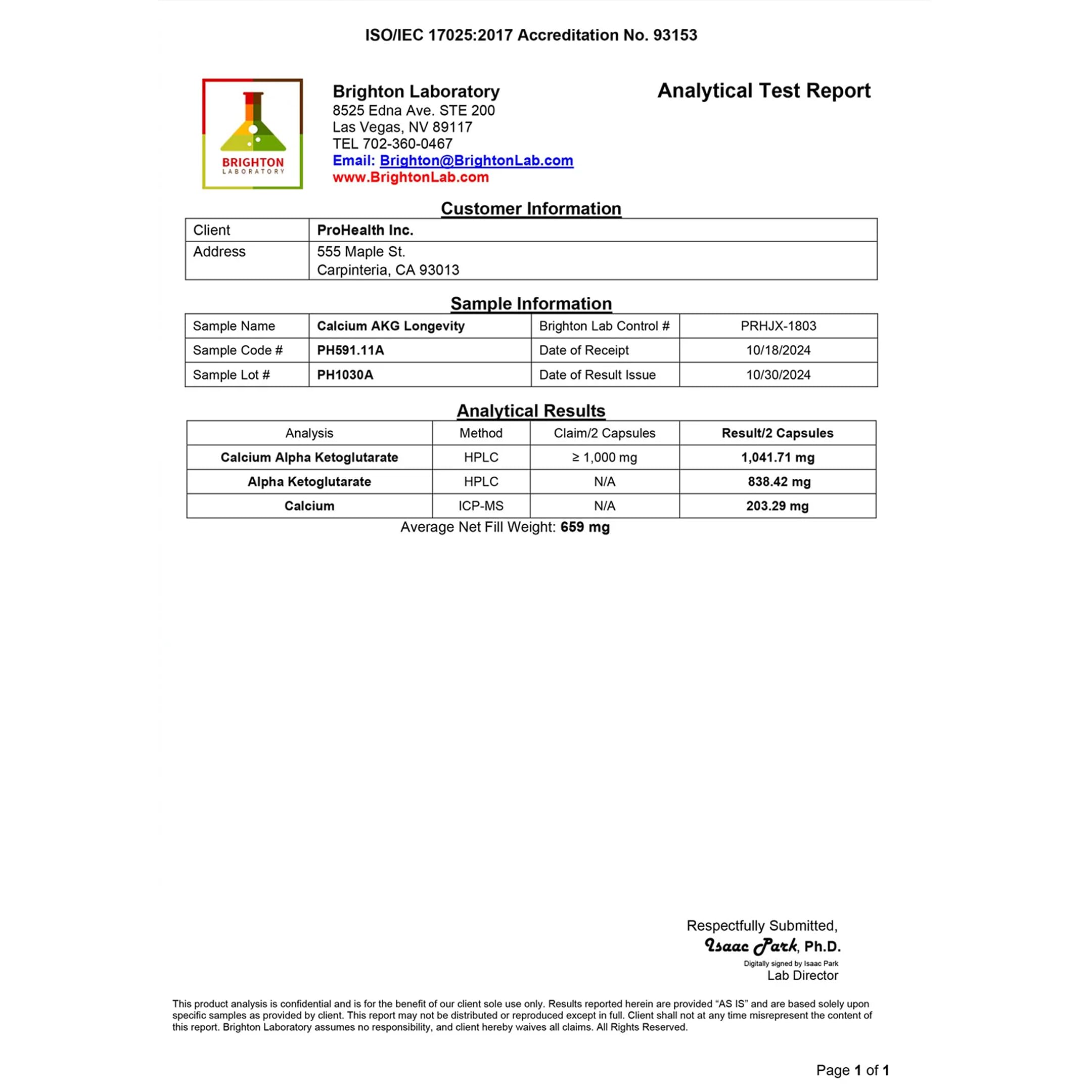 Third-party lab results available online