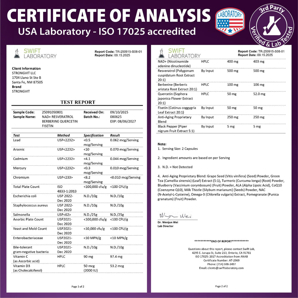 Third-party lab testing seal and USA-made label