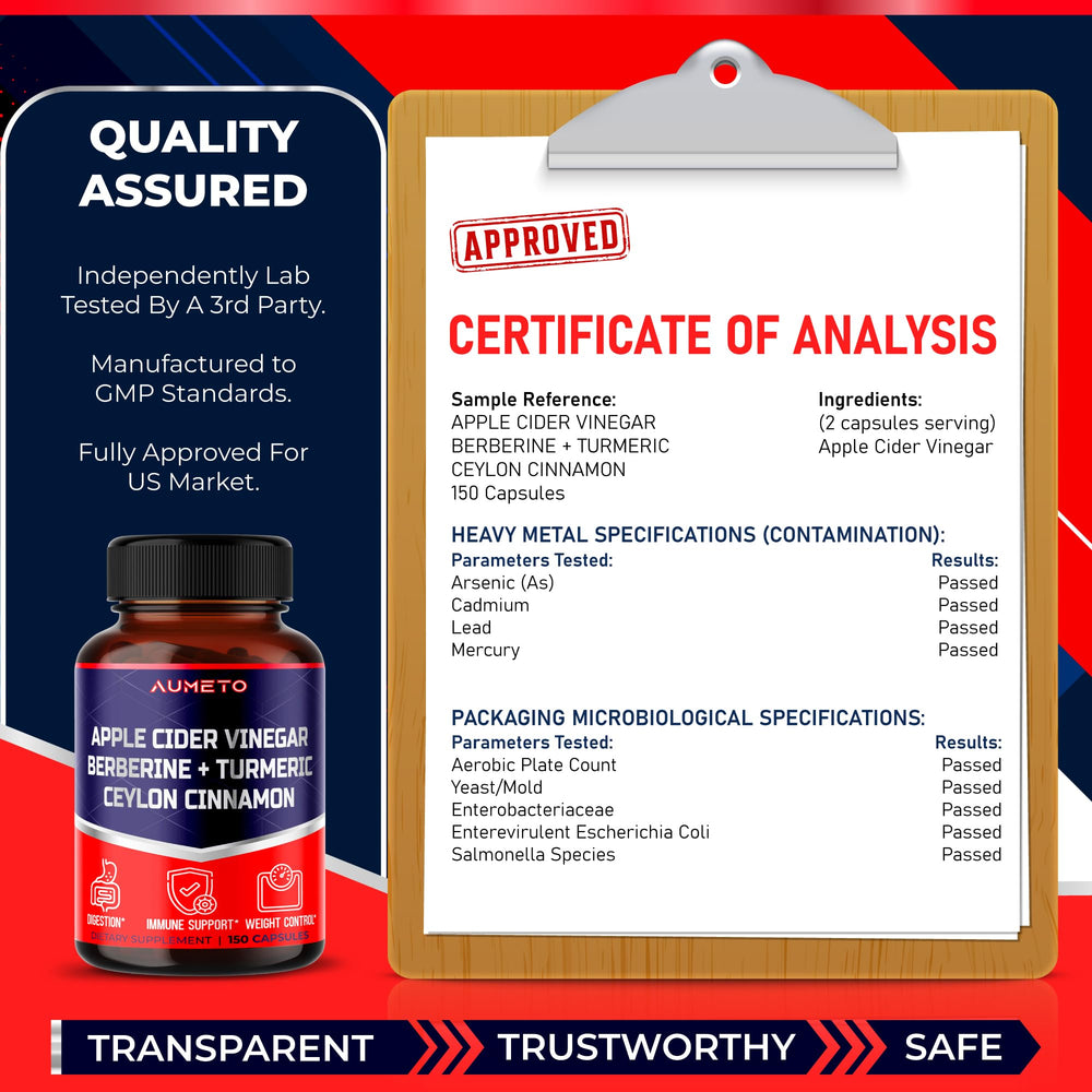 Illustration of third-party testing and lab results for supplement safety and potency.