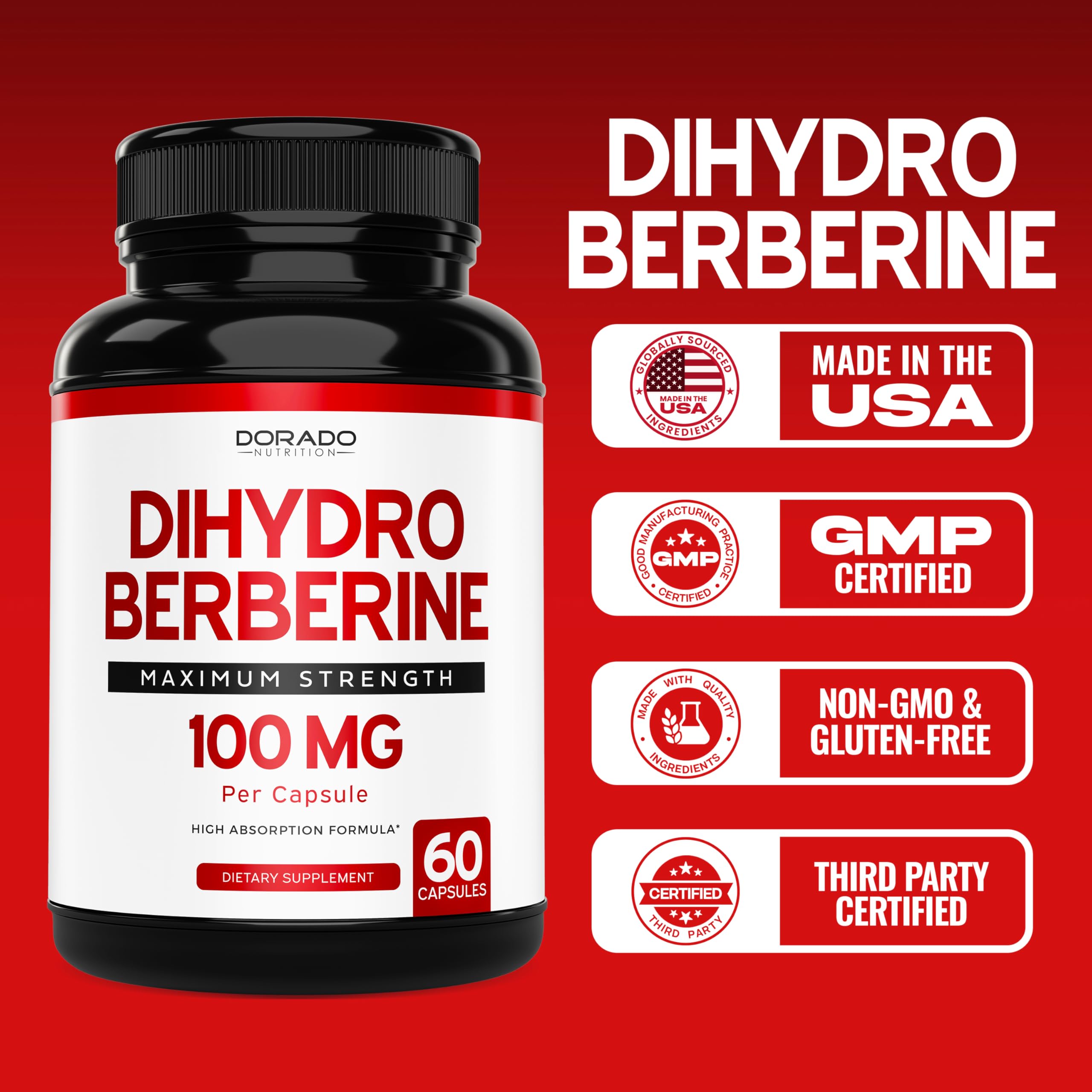 Third-party tested label for Dihydro Berberine supplement
