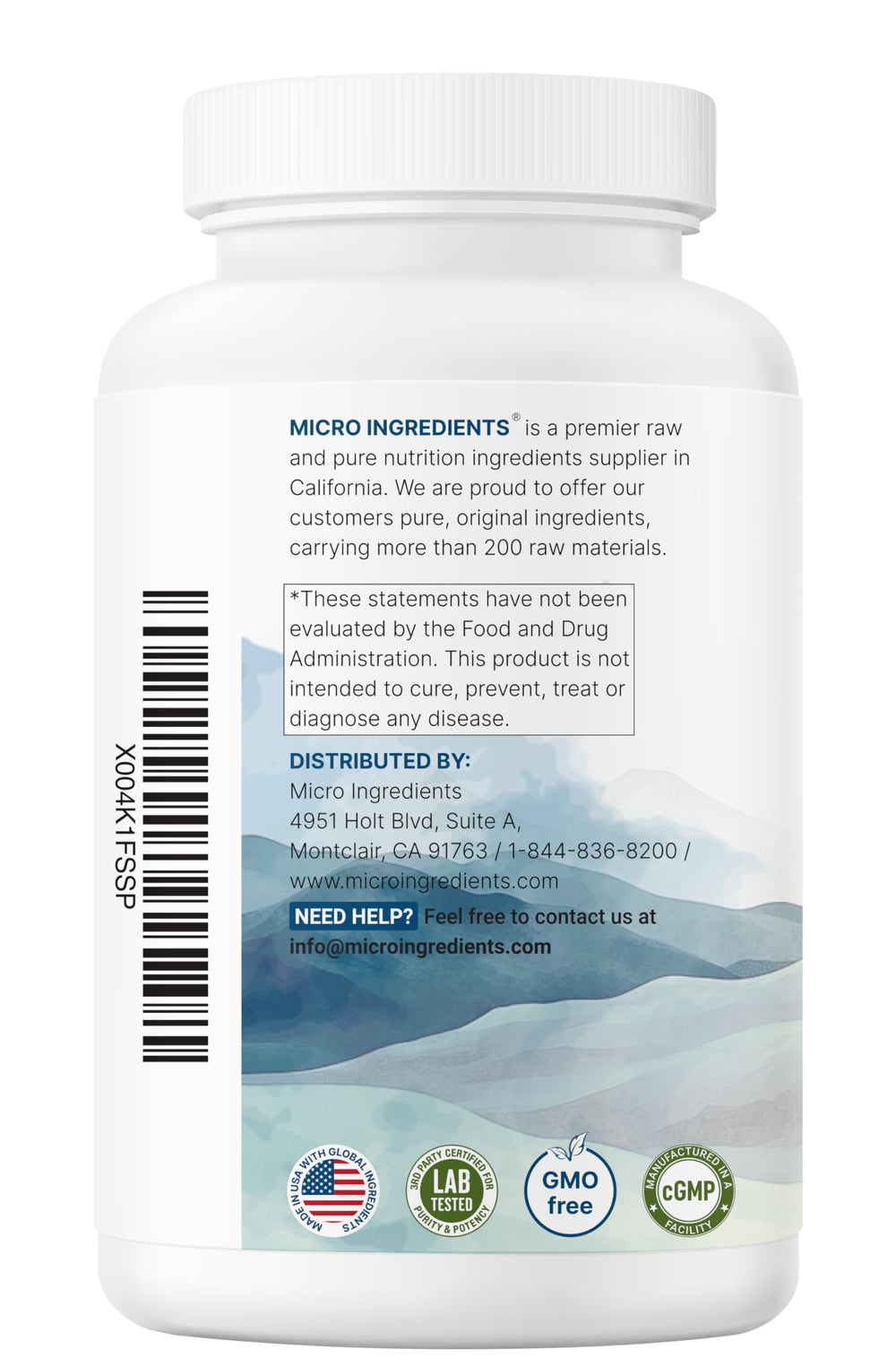 Third-party tested lysine supplement label