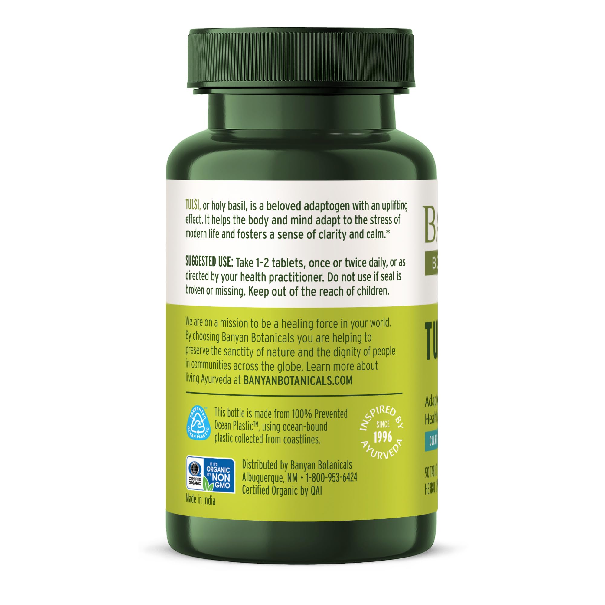 Third-party testing certificate for Banyan Botanicals Tulsi