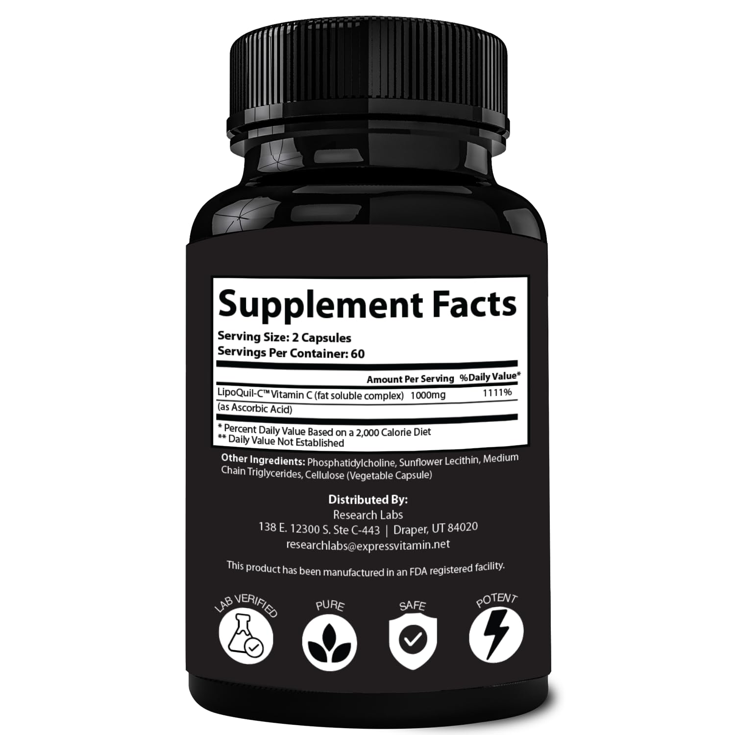 Third-party tested liposomal vitamin C analysis