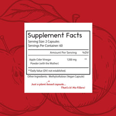 Two capsules per serving from Thomas' all-natural Remedies deliver 1200mg raw ACV with The Mother.