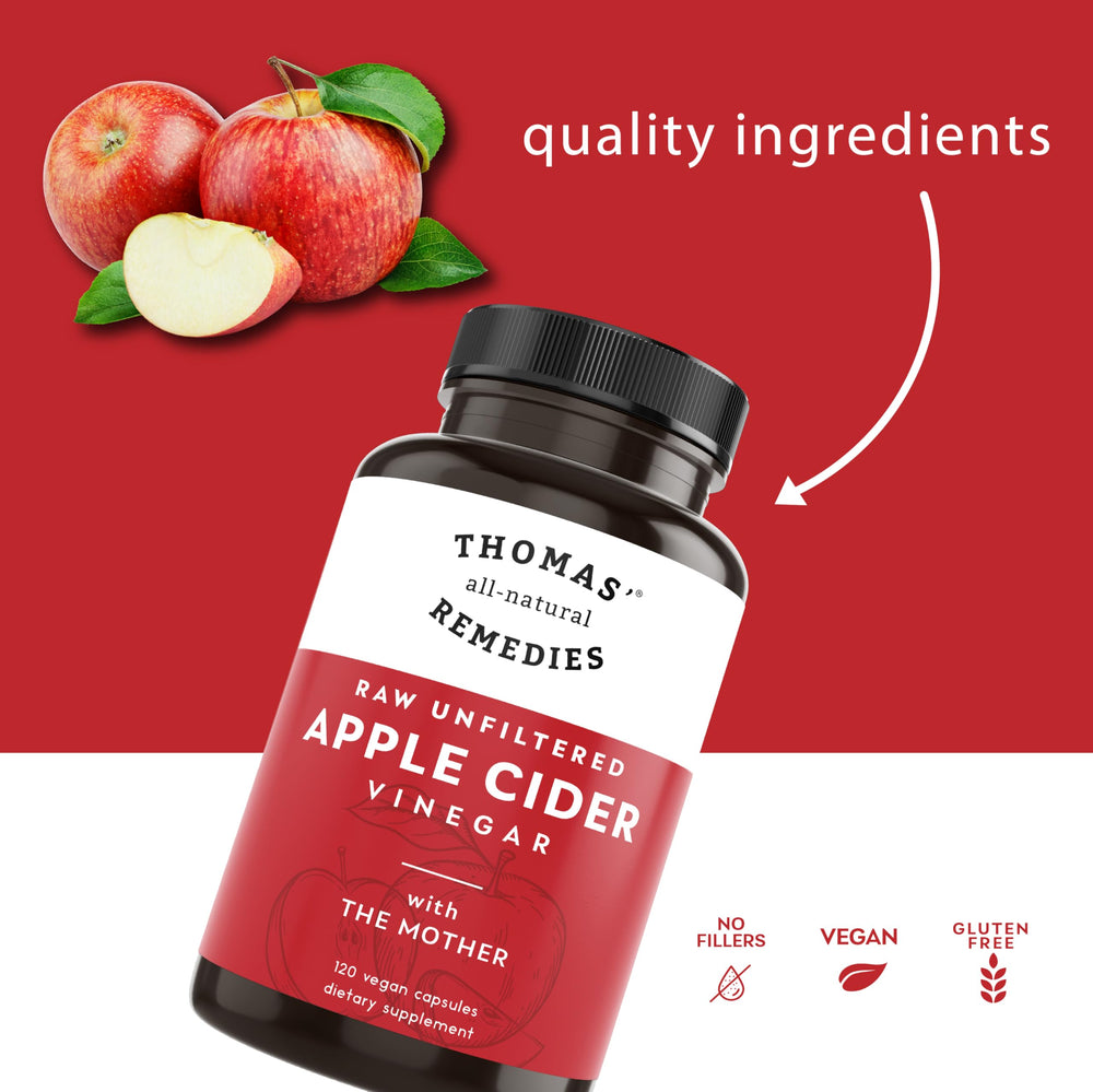 Thomas' all-natural Remedies ACV pills The Mother close-up showing enzymes.